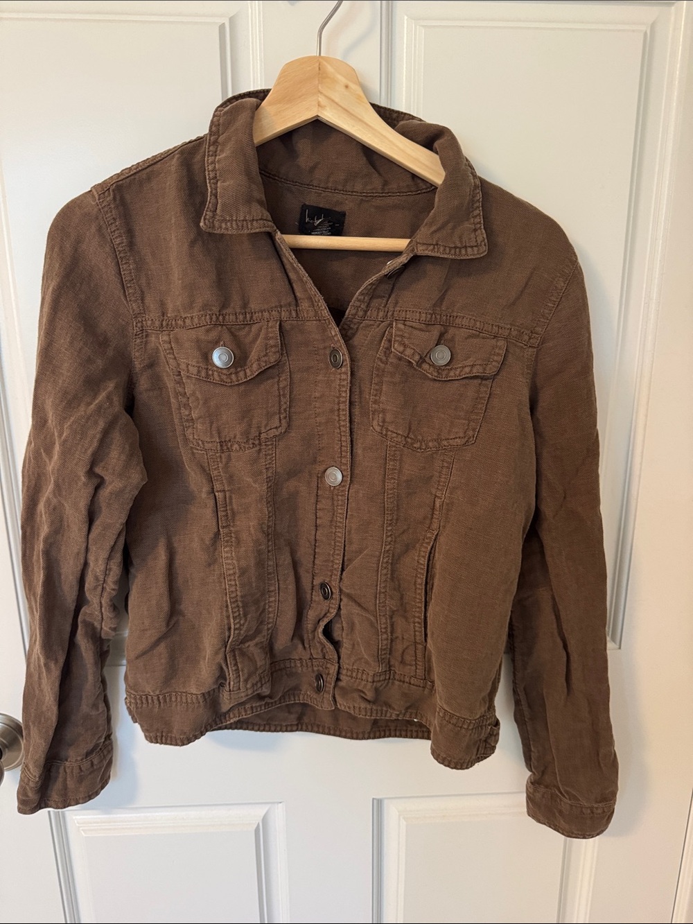Nicole Miller Brown Linen Button Jacket